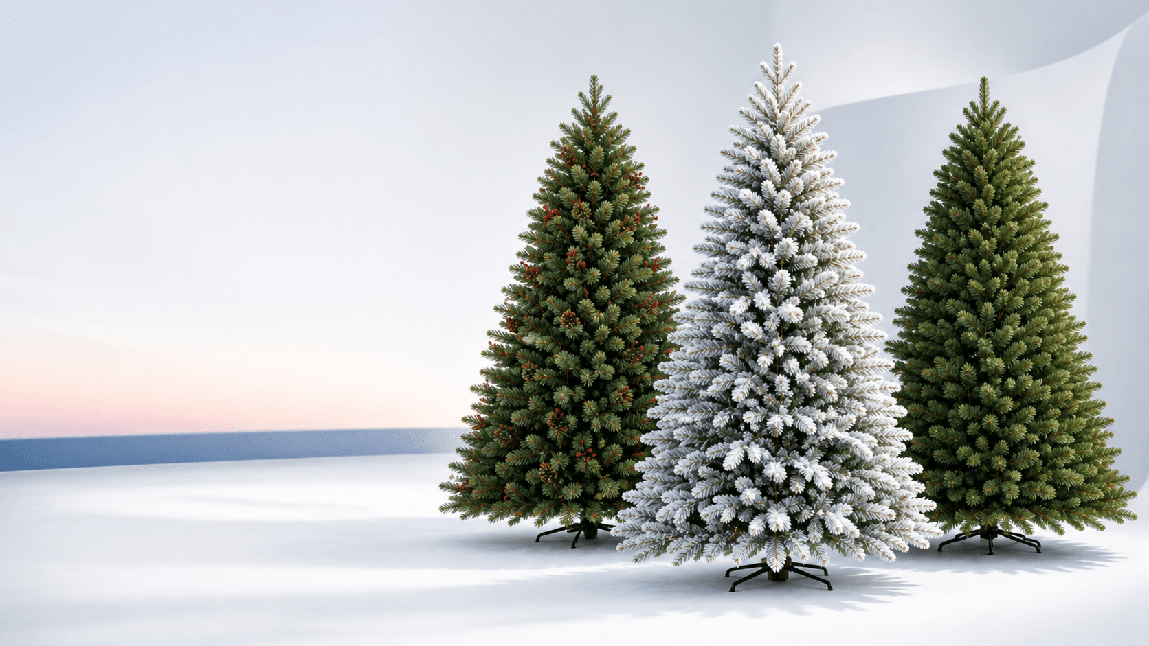 Три искусственные ёлки XTREE PREMIUM в светлой интерьерной сцене